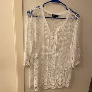 Brittany Black white crochet cover up small NWOT